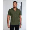 COOFANDY Mens Short Sleeve Button Down Shirt Lightweight Wrinkle Free Untucked Dress Shirts(Army Green)