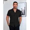 COOFANDY Mens Short Sleeve Button Down Shirt Lightweight Wrinkle Free Untucked Dress Shirts(Black)