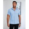 COOFANDY Mens Short Sleeve Button Down Shirt Lightweight Wrinkle Free Untucked Dress Shirts(Clear Blue)