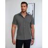 COOFANDY Mens Short Sleeve Button Down Shirt Lightweight Wrinkle Free Untucked Dress Shirts(Dark Grey)