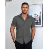 COOFANDY Mens Short Sleeve Button Down Shirt Lightweight Wrinkle Free Untucked Dress Shirts(Dark Grey)