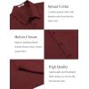 COOFANDY Mens Short Sleeve Button Down Shirt Lightweight Wrinkle Free Untucked Dress Shirts(Dark Red)