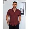 COOFANDY Mens Short Sleeve Button Down Shirt Lightweight Wrinkle Free Untucked Dress Shirts(Dark Red)
