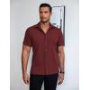 COOFANDY Mens Short Sleeve Button Down Shirt Lightweight Wrinkle Free Untucked Dress Shirts(Dark Red)
