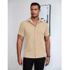 COOFANDY Mens Short Sleeve Button Down Shirt Lightweight Wrinkle Free Untucked Dress Shirts(Light Coffee)