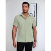 COOFANDY Mens Short Sleeve Button Down Shirt Lightweight Wrinkle Free Untucked Dress Shirts(Light Green)
