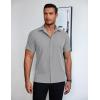 COOFANDY Mens Short Sleeve Button Down Shirt Lightweight Wrinkle Free Untucked Dress Shirts(Light Grey)