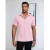 COOFANDY Mens Short Sleeve Button Down Shirt Lightweight Wrinkle Free Untucked Dress Shirts(Light Pink)