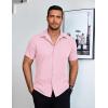 COOFANDY Mens Short Sleeve Button Down Shirt Lightweight Wrinkle Free Untucked Dress Shirts(Light Pink)