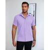 COOFANDY Mens Short Sleeve Button Down Shirt Lightweight Wrinkle Free Untucked Dress Shirts(Light Purple)