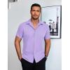 COOFANDY Mens Short Sleeve Button Down Shirt Lightweight Wrinkle Free Untucked Dress Shirts(Light Purple)