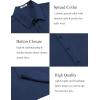 COOFANDY Mens Short Sleeve Button Down Shirt Lightweight Wrinkle Free Untucked Dress Shirts(Navy Blue)
