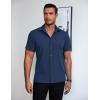 COOFANDY Mens Short Sleeve Button Down Shirt Lightweight Wrinkle Free Untucked Dress Shirts(Navy Blue)