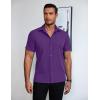 COOFANDY Mens Short Sleeve Button Down Shirt Lightweight Wrinkle Free Untucked Dress Shirts(Purple)