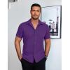 COOFANDY Mens Short Sleeve Button Down Shirt Lightweight Wrinkle Free Untucked Dress Shirts(Purple)