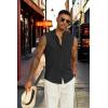 COOFANDY Mens Sleeveless Summer Shirts Beach Tank Tops Button Up Textured Tank Shirt for Vacation(Black)