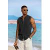 COOFANDY Mens Sleeveless Summer Shirts Beach Tank Tops Button Up Textured Tank Shirt for Vacation(Black)