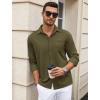 COOFANDY Mens Wrinkle Free Dress Shirts Long Sleeve Untucked Shirts Casual Button Down Shirts(Army Green)
