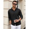 COOFANDY Mens Wrinkle Free Dress Shirts Long Sleeve Untucked Shirts Casual Button Down Shirts(Black)