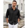 COOFANDY Mens Wrinkle Free Dress Shirts Long Sleeve Untucked Shirts Casual Button Down Shirts(Black)