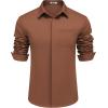 COOFANDY Mens Wrinkle Free Dress Shirts Long Sleeve Untucked Shirts Casual Button Down Shirts(Brown)