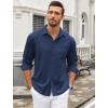COOFANDY Mens Wrinkle Free Dress Shirts Long Sleeve Untucked Shirts Casual Button Down Shirts(Dark Blue)