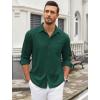 COOFANDY Mens Wrinkle Free Dress Shirts Long Sleeve Untucked Shirts Casual Button Down Shirts(Lake Green)