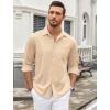 COOFANDY Mens Wrinkle Free Dress Shirts Long Sleeve Untucked Shirts Casual Button Down Shirts(Light Khaki)