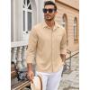 COOFANDY Mens Wrinkle Free Dress Shirts Long Sleeve Untucked Shirts Casual Button Down Shirts(Light Khaki)