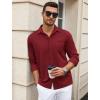 COOFANDY Mens Wrinkle Free Dress Shirts Long Sleeve Untucked Shirts Casual Button Down Shirts(Wine Red)