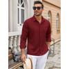 COOFANDY Mens Wrinkle Free Dress Shirts Long Sleeve Untucked Shirts Casual Button Down Shirts(Wine Red)