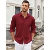 COOFANDY Mens Wrinkle Free Dress Shirts Long Sleeve Untucked Shirts Casual Button Down Shirts(Wine Red)