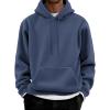 COOFANDY Men Cotton Fleece Hooded Sweatshirt Casual Long Sleeve Hoodies Pullover Fashion Drawstring Hoodie with Kanga Pocket(Navy Blue)
