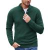 COOFANDY Men Quarter Button Sweater Pullover Cable Knit Henley Mock Neck Sweater(Green)