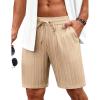 COOFANDY Men’s Beach Shorts 9″ Elastic Waist Drawstring Casual Shorts Regular Fit Summer Textured Shorts(Khaki)