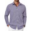 COOFANDY Mens Button Down Shirt Cotton Long Sleeves Dress Shirt Wrinkle Free Casual Plaid Shirt(Blue Orange Plaid)