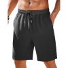 COOFANDY Mens Casual Shorts Elastic Waist Drawstring Textured Summer Beach Short(Black)