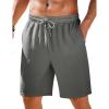 COOFANDY Mens Casual Shorts Elastic Waist Drawstring Textured Summer Beach Short(Dark Grey)