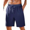 COOFANDY Mens Casual Shorts Elastic Waist Drawstring Textured Summer Beach Short(Navy Blue)
