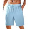 COOFANDY Mens Casual Shorts Elastic Waist Drawstring Textured Summer Beach Short(Sky Blue)