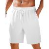 COOFANDY Mens Casual Shorts Elastic Waist Drawstring Textured Summer Beach Short(White)