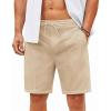 COOFANDY Men’s Cotton Linen Shorts 8 Inch Inseam Stretch Casual Dress Summer Beach Golf Shorts with Pockets(Khaki)