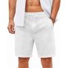 COOFANDY Men’s Cotton Linen Shorts 8 Inch Inseam Stretch Casual Dress Summer Beach Golf Shorts with Pockets(White)