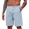 COOFANDY Men’s Hawaiian Beach Shorts Elastic Waist Drawstring Lightweight Summer Casual Shorts with Pocket(Blue)