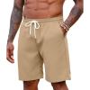 COOFANDY Men’s Hawaiian Beach Shorts Elastic Waist Drawstring Lightweight Summer Casual Shorts with Pocket(Khaki)