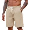COOFANDY Men’s Hawaiian Beach Shorts Elastic Waist Drawstring Lightweight Summer Casual Shorts with Pocket(Light Khaki)