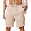COOFANDY Mens Linen Shorts 9″ Elastic Waist Drawstring Casual Shorts Lightweight Summer Beach Shorts(Beige)