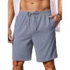 COOFANDY Mens Linen Shorts 9″ Elastic Waist Drawstring Casual Shorts Lightweight Summer Beach Shorts(Navy Blue)