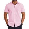 COOFANDY Mens Short Sleeve Button Down Shirt Lightweight Wrinkle Free Untucked Dress Shirts(Light Pink)