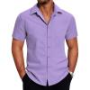COOFANDY Mens Short Sleeve Button Down Shirt Lightweight Wrinkle Free Untucked Dress Shirts(Light Purple)